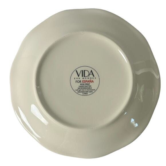 Eva Mendes VIDA Rose Print for ESPANA 8.5 " Round Salad Plate-Excellent to Mint! - Picture 6 of 7